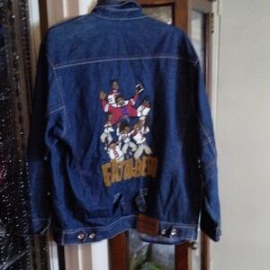 Denim Jacket with Colorful Team Back Graphic